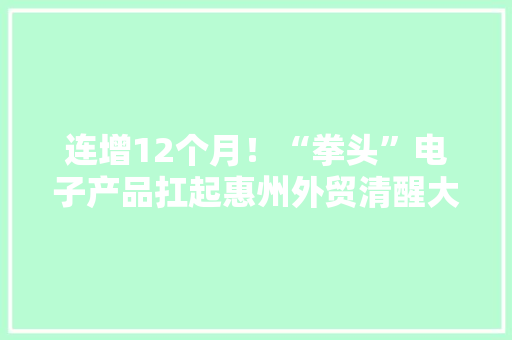 连增12个月！“拳头”电子产品扛起惠州外贸清醒大年夜旗 连增12个月！“拳头”电子产品扛起惠州外贸清醒大年夜旗 智能科技