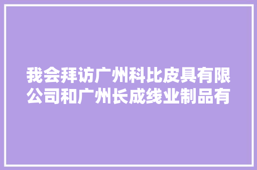 我会拜访广州科比皮具有限公司和广州长成线业制品有限公司 我会拜访广州科比皮具有限公司和广州长成线业制品有限公司 人工智能