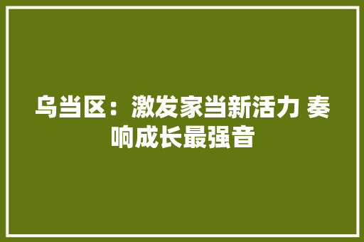 乌当区：激发家当新活力 奏响成长最强音
