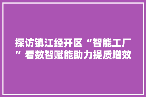探访镇江经开区“智能工厂”看数智赋能助力提质增效 探访镇江经开区“智能工厂”看数智赋能助力提质增效 人工智能