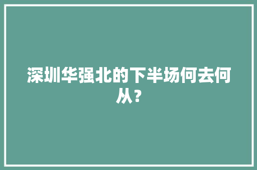 深圳华强北的下半场何去何从？