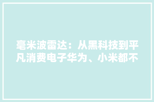 毫米波雷达：从黑科技到平凡消费电子华为、小米都不才的一步大年夜棋