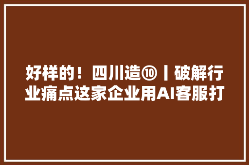 好样的！四川造⑩丨破解行业痛点这家企业用AI客服打响品牌