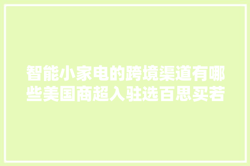 智能小家电的跨境渠道有哪些美国商超入驻选百思买若何? 智能小家电的跨境渠道有哪些美国商超入驻选百思买若何? 人工智能