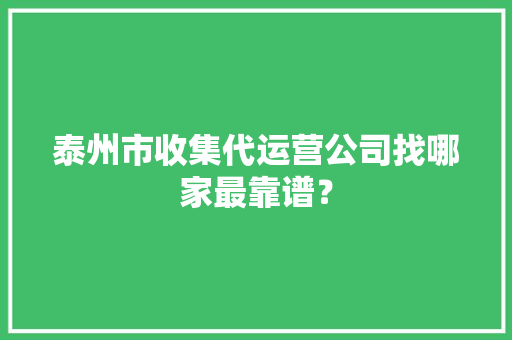 泰州市收集代运营公司找哪家最靠谱？
