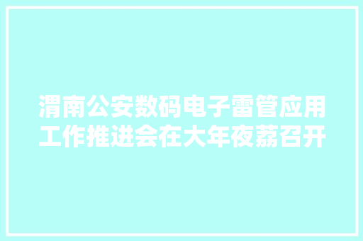 渭南公安数码电子雷管应用工作推进会在大年夜荔召开
