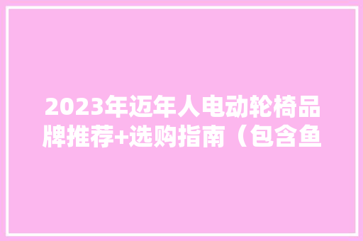 2023年迈年人电动轮椅品牌推荐+选购指南（包含鱼跃、英洛华等）