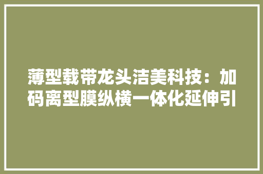 薄型载带龙头洁美科技：加码离型膜纵横一体化延伸引领成长 薄型载带龙头洁美科技：加码离型膜纵横一体化延伸引领成长 智能家居