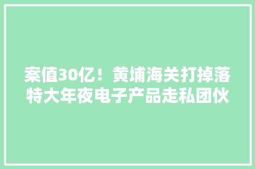 案值30亿！黄埔海关打掉落特大年夜电子产品走私团伙