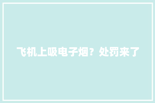 飞机上吸电子烟？处罚来了