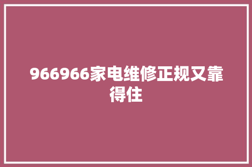 966966家电维修正规又靠得住