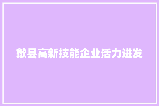 歙县高新技能企业活力迸发