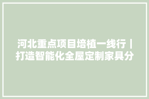 河北重点项目培植一线行｜打造智能化全屋定制家具分娩基地
