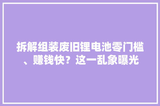 拆解组装废旧锂电池零门槛、赚钱快？这一乱象曝光