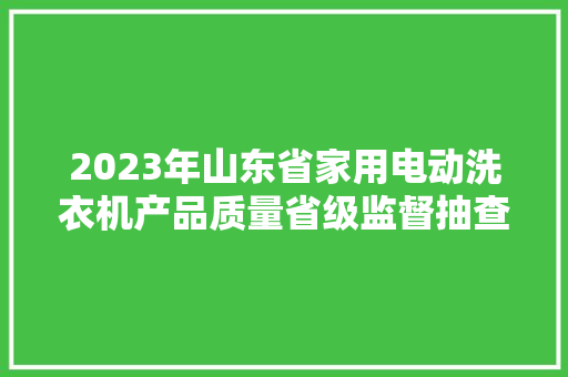 2023年山东省家用电动洗衣机产品质量省级监督抽查结果