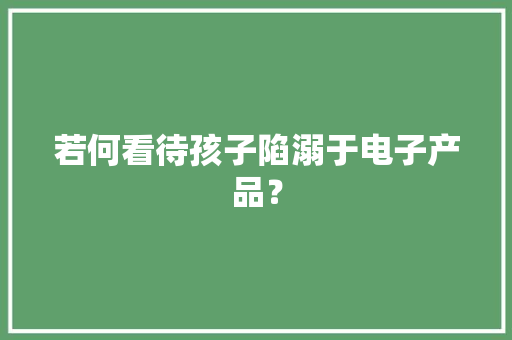 若何看待孩子陷溺于电子产品？
