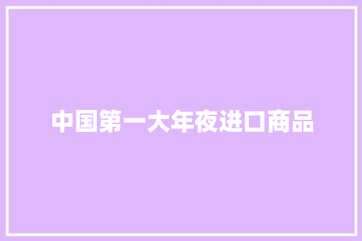 中国第一大年夜进口商品