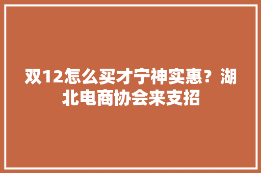 双12怎么买才宁神实惠？湖北电商协会来支招