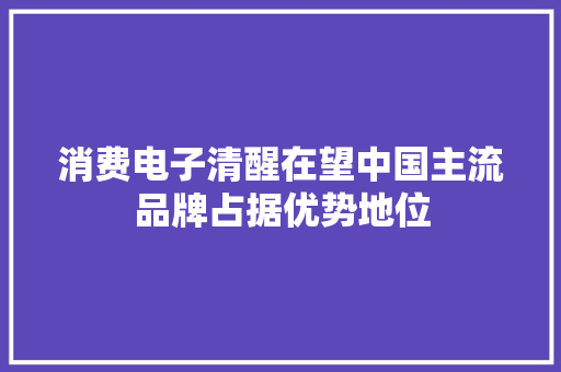 消费电子清醒在望中国主流品牌占据优势地位 消费电子清醒在望中国主流品牌占据优势地位 智能科技