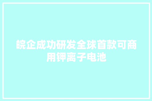 皖企成功研发全球首款可商用钾离子电池