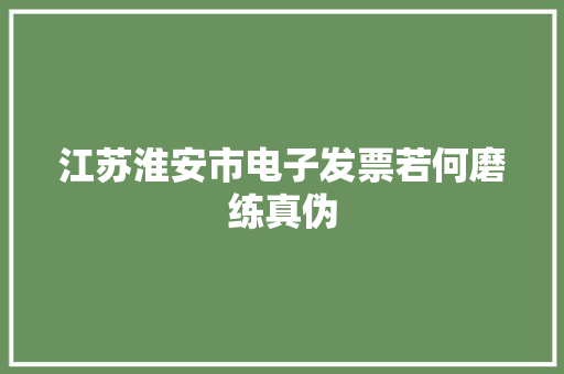江苏淮安市电子发票若何磨练真伪