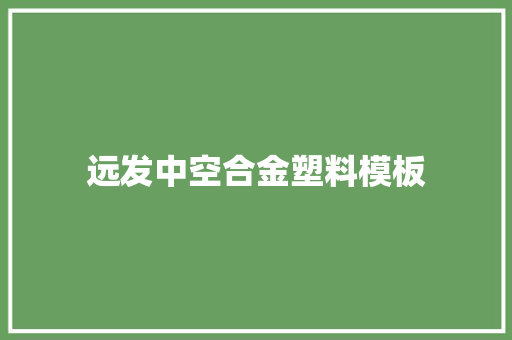 远发中空合金塑料模板 远发中空合金塑料模板 人工智能