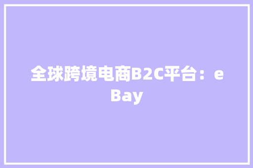 全球跨境电商B2C平台：eBay 全球跨境电商B2C平台：eBay 人工智能