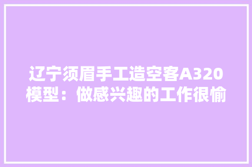 辽宁须眉手工造空客A320模型：做感兴趣的工作很愉快 辽宁须眉手工造空客A320模型：做感兴趣的工作很愉快 智能家居