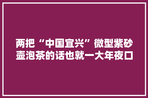 两把“中国宜兴”微型紫砂壶泡茶的话也就一大年夜口每把100元