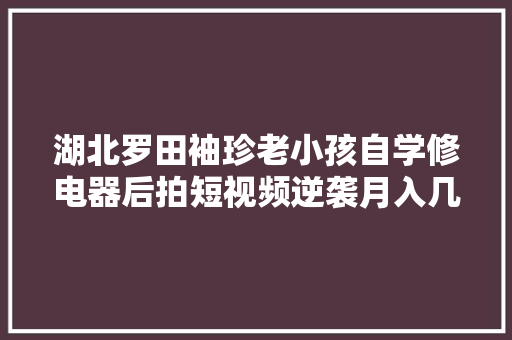 湖北罗田袖珍老小孩自学修电器后拍短视频逆袭月入几万
