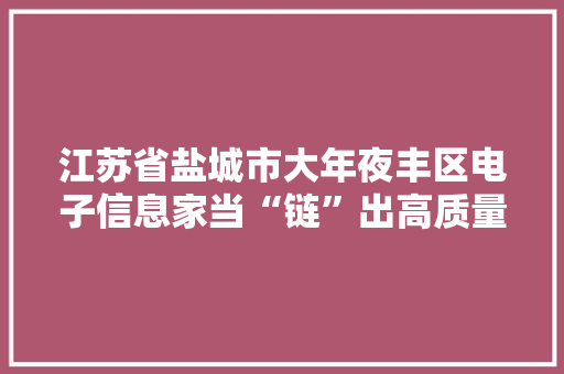 江苏省盐城市大年夜丰区电子信息家当“链”出高质量成长新引擎从“嵬峨上”迈向“精专强”