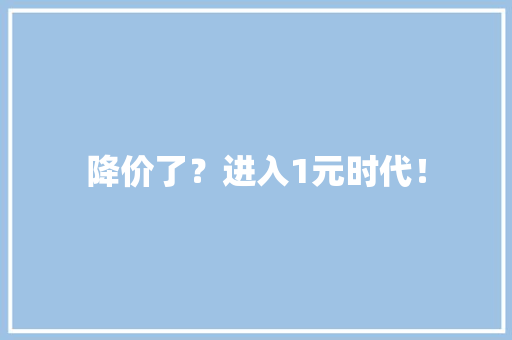 降价了？进入1元时代！