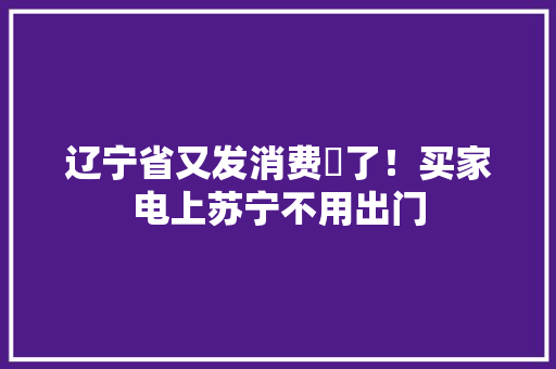 辽宁省又发消费劵了！买家电上苏宁不用出门