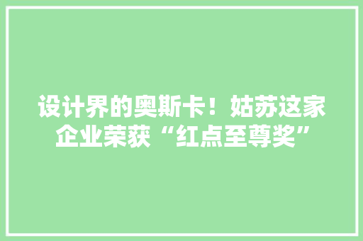 设计界的奥斯卡！姑苏这家企业荣获“红点至尊奖” 设计界的奥斯卡！姑苏这家企业荣获“红点至尊奖” 智能家居