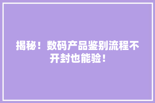 揭秘！数码产品鉴别流程不开封也能验！