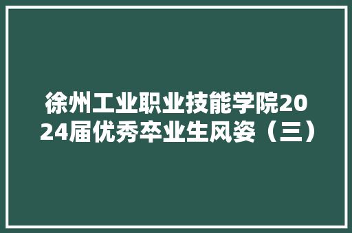 徐州工业职业技能学院2024届优秀卒业生风姿（三）