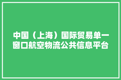 中国（上海）国际贸易单一窗口航空物流公共信息平台上线新功能 中国（上海）国际贸易单一窗口航空物流公共信息平台上线新功能 人工智能