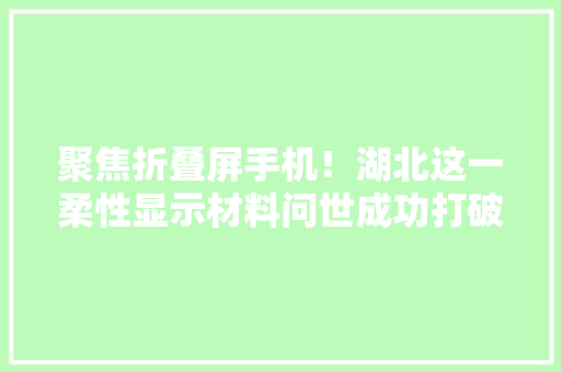 聚焦折叠屏手机！湖北这一柔性显示材料问世成功打破国外垄断