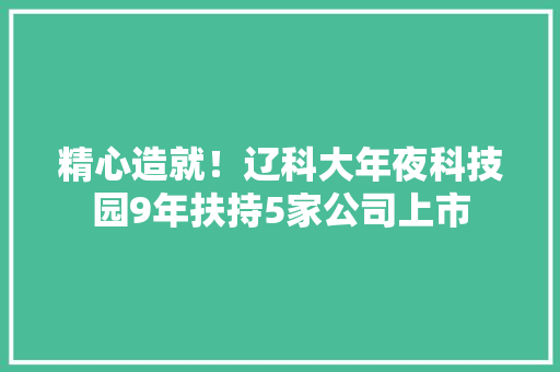 精心造就！辽科大年夜科技园9年扶持5家公司上市