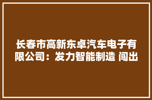 长春市高新东卓汽车电子有限公司：发力智能制造 闯出一片“蓝海”