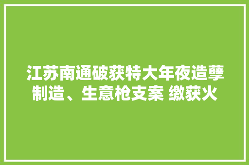 江苏南通破获特大年夜造孽制造、生意枪支案 缴获火药枪167支
