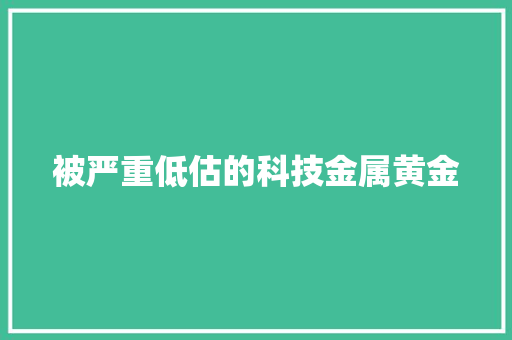 被严重低估的科技金属黄金