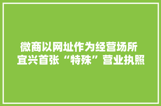 微商以网址作为经营场所 宜兴首张“特殊”营业执照发出！