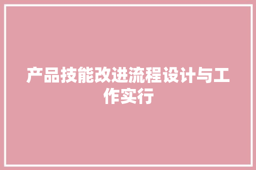 产品技能改进流程设计与工作实行
