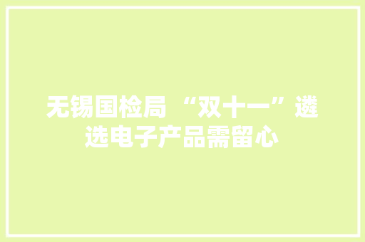 无锡国检局 “双十一”遴选电子产品需留心 无锡国检局 “双十一”遴选电子产品需留心 人工智能
