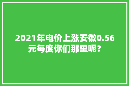 2021年电价上涨安徽0.56元每度你们那里呢？