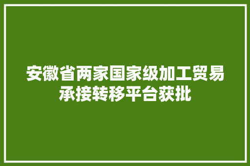 安徽省两家国家级加工贸易承接转移平台获批