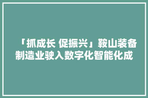 「抓成长 促振兴」鞍山装备制造业驶入数字化智能化成长“快车道”