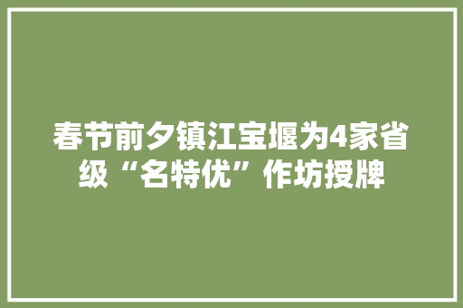春节前夕镇江宝堰为4家省级“名特优”作坊授牌 春节前夕镇江宝堰为4家省级“名特优”作坊授牌 人工智能