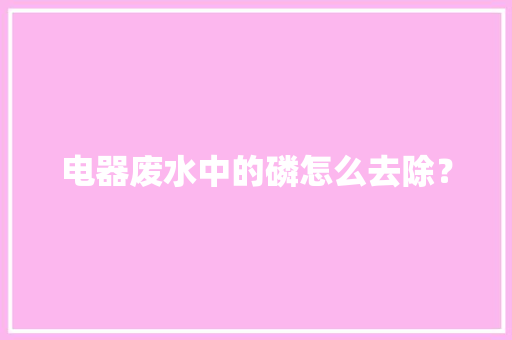 电器废水中的磷怎么去除？